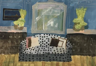 Interiør med Сanapé Blue, 2019 (akvarel på papir)