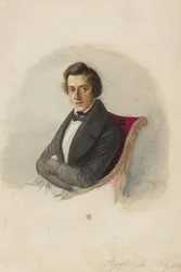 Portræt af Frederic Chopin (1810-1849) af Wodzinska, Maria (1819-1896). Akvarel og blæk på pap