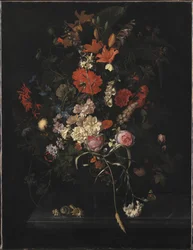 Buket blomster i en glasvase