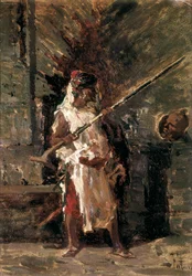 Askari (soldat fra de koloniale væbnede styrker i Østafrika). Maleri af Mariano Fortuny (1838-1874)