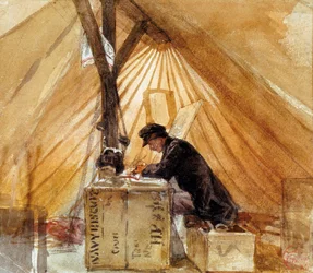 Vores telt. Maleri af Mariano Fortuny (1838-1874). Akvarel, udført under den afrikanske krig (1859-1860), spansk skole, romantisk kunst. Salvador Vilaseca Regional Museum, Reus (Spanien).