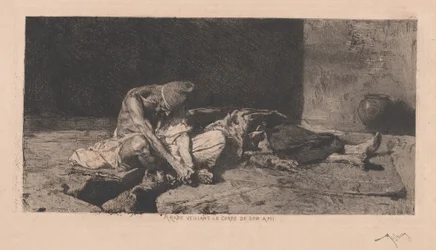 Arabe veillant le corps de son ami (arabisk vogter over sin vens krop)