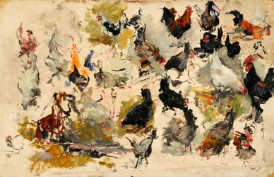 Roosters Study, 1869.