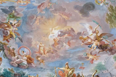 Camillus bryder traktaten med Brenno, detalje (fresko)