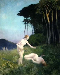 Woodland Nymphs (olie på lærred)