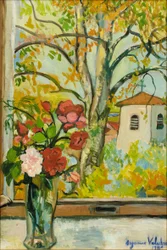 Blomsterbuket foran et vindue i Saint-Bernard, 1926