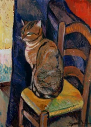 Studie af en kat, der sidder på en stol; Studie af en kat, der sidder på en stol