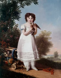 Portræt i foden af Napoleone Elisa Bacciochi, prinsesse af Piombino (datter af Elisa Bonaparte og prins Felix Bacciochi) (fremtidig grevinde Camerata) (1806-1869) Maleri af Marie Guilhelmine Benoist (1768-1826) 1810 søn. 1,46x1,14 m