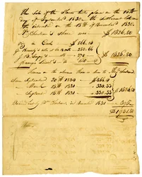 Dokument vedrørende salg af slaver og andel til forskellige personer, november 1831