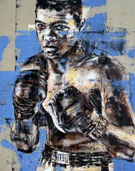 Ali, Icon Series, 2023 (akryl og olie på omvendt lærred)