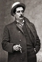 Portræt af musikerkomponisten Giacomo Puccini (1858-1924)