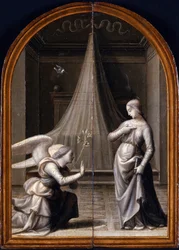 Bebudelsen. (Triptykon, omvendt) af Albertinelli, Mariotto (1474-1515)