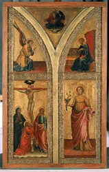 Alterfløj, der forestiller korsfæstelsen, St. Dorothy og andre helgener, ca. 1420 (tempera på poppeltræ)