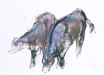Calves, 2006 (charcoal und conte på papir)
