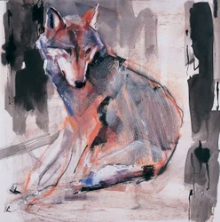 Sitting Wolf, 2000 (blandet medier på papir)