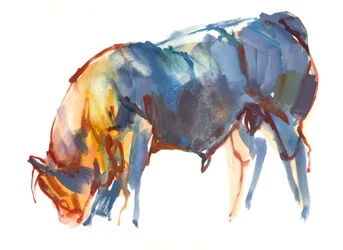Sommersolnedgang, 2010, (akvarel og gouache på papir)