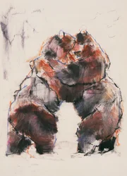 Wrestle (charcoal und conte på papir)