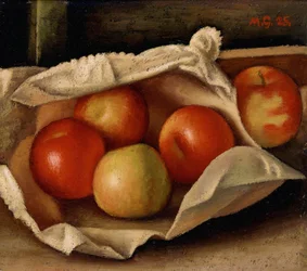 Æbler i en pose, 1925 (olie på pap)
