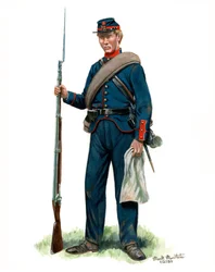 79th New York State Militia Soldier 1861, 2024 (Akvarel og gouache på Bristol)