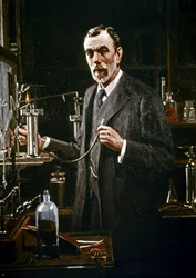 Sir William Ramsay i sit laboratorium