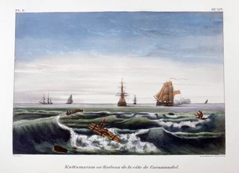 En flåde ud for Coromandel-kysten, Indien, 1828.