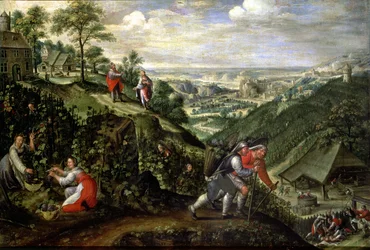 Oktober: Lignelsen om de dårlige vinmænd, ca. 1580-90 (olie på lærred)