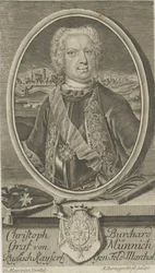 Portræt af grev Burkhard Christoph von Munnich 1683-1767, ca 1730.
