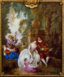 Pastoralt ritual. Central åbning af kommoden lavet af Carlin Martin til grevinden af Barry (Jeanne Becu, grevinde (eller madame) af Barry
