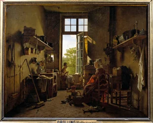 Interiør i et køkken, maleri af Martin Drölling (1752-1817), 1815, H. 0,65 x 0,8 m