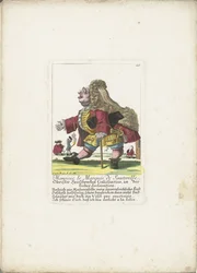 Dværgen Monsieur le Marquis de Sauterelle, ca. 1710 Monsieur le Marquis de Sauterelle, Obrister Heüschrecken Commissarius, in der Liebes-erklæringen (titel på objektet) Il Callotto resurcitato eller nyudnævnt Zwerchen-kabinet (serietitel)
