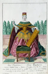 En polstring. Stik af Martin Engelbrecht (1684-1756), i "" Ny samling af manouvries habilles"" 1700-tallet, Tyskland. Paris, dekorativ kunst