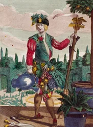 Gartner, gravering fra Assemblage des nouveau manouvries habilles af Martin Engelbrecht (1684-1756), Tyskland