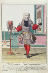 Parykmageren, udgivet i Augsburg, ca. 1735