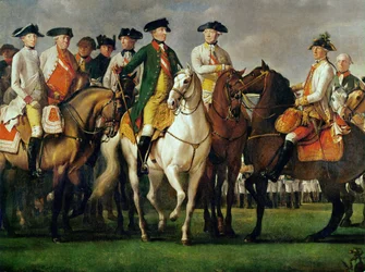 Kejser Josef II og hans generaler i militærlejren ...