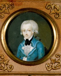Østrig, Portræt af den østrigske komponist Wolfgang Amadeus Mozart (1756 - 1791), ca. 1773 (miniature på elfenben)