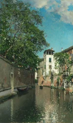 Kanal i Venedig, ca. 1880 (olie på lærred)