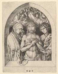 Kristus som sorgens mand med jomfruen og Johannes, ca. 1435-1491.