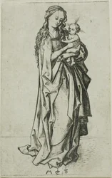 Lille stående madonna med barn