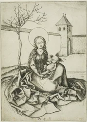 Madonna og barnet i gårdspladsen