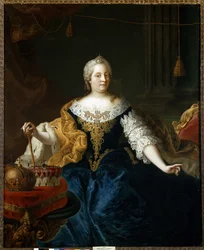 Portræt af Maria Theresia af Østrig, kejserinde af det tysk-romerske rige, ca. 1750 (olie på lærred)