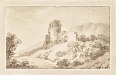 Landskab med ruin