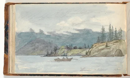 Sølandskab med en robåd. Krøderenfjorden, Norge