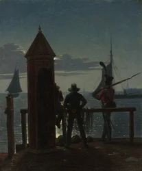 Udsigt fra Citadelvoldene i København ved Moonlight, 1839.