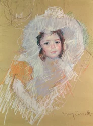 Buste af en ung pige eller Margot Lux med en stor hat (pastel på papir)