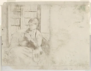 Strikning i biblioteket, ca. 1881.
