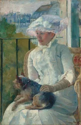 Ung pige ved et vindue, ca. 1883-1884.