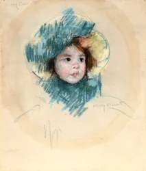 Head Of Margot (pastel på hvidt papir)