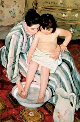 Barnets Bad. Maleri af Mary Stevenson Cassatt (1845-1926)