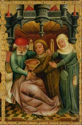 Den stjålne velsignelse fra St. Peters højalter i Hamborg, Grabower-alteret, 1383 (tempera på panel)