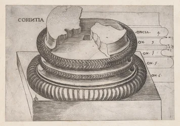 Mirror of Roman Magnificence: Corinthian base fra Temple of Mars the Avengers, Rom, ..., ca. 1537
